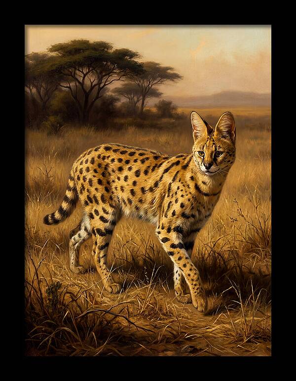 Serval In Golden Grasslands