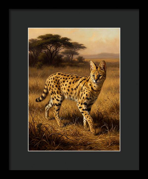 Serval In Golden Grasslands