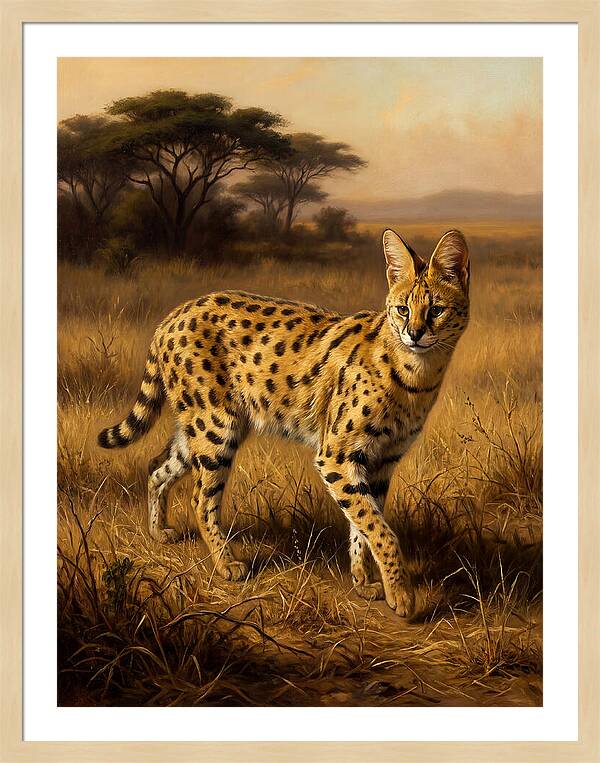 Serval In Golden Grasslands