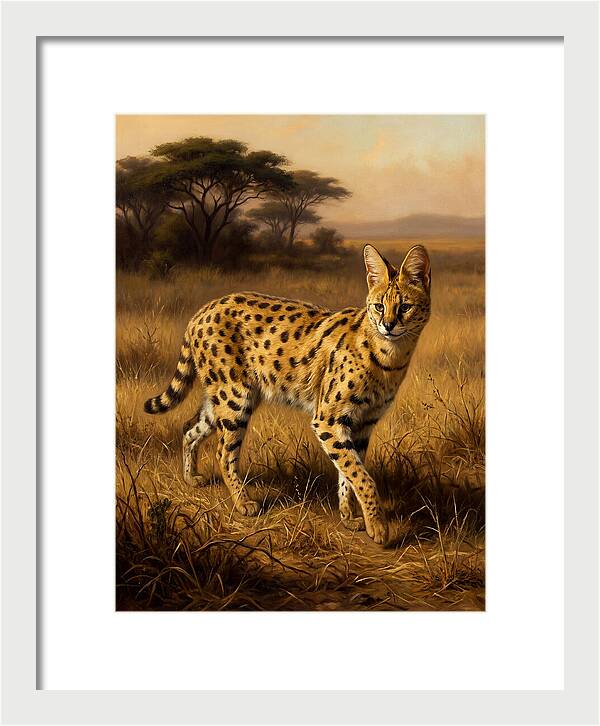Serval In Golden Grasslands