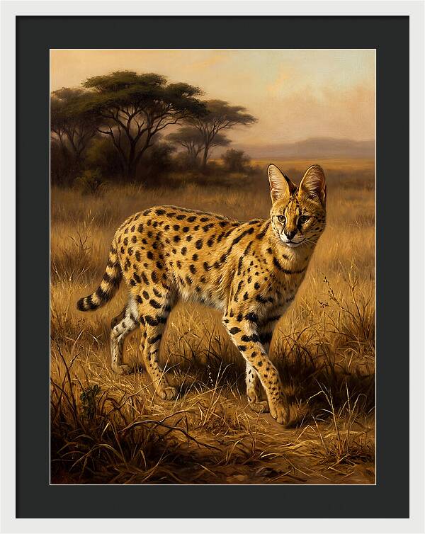 Serval In Golden Grasslands