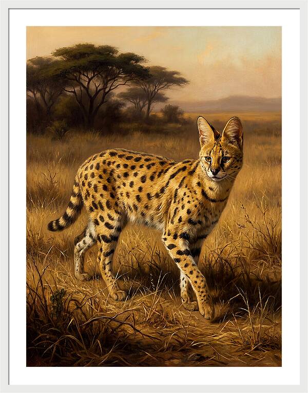 Serval In Golden Grasslands
