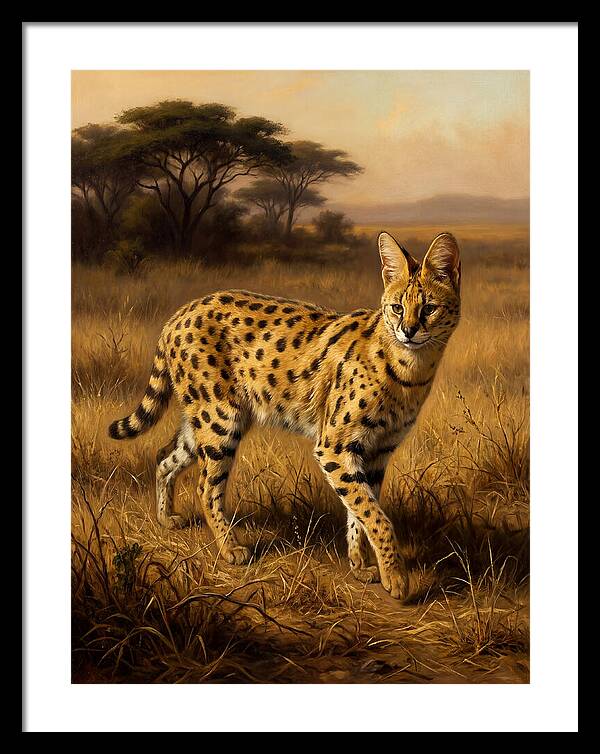 Serval In Golden Grasslands