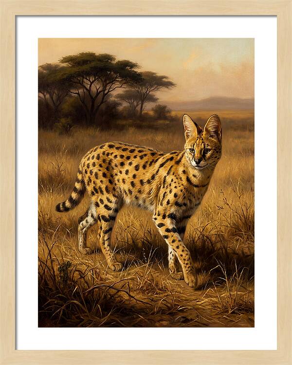 Serval In Golden Grasslands