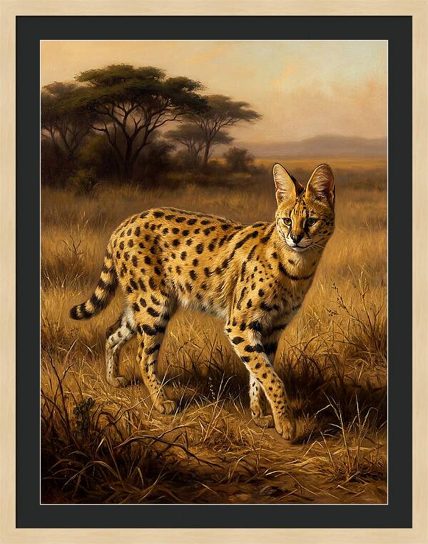 Serval In Golden Grasslands