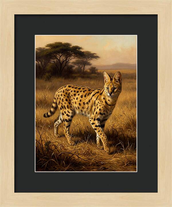 Serval In Golden Grasslands