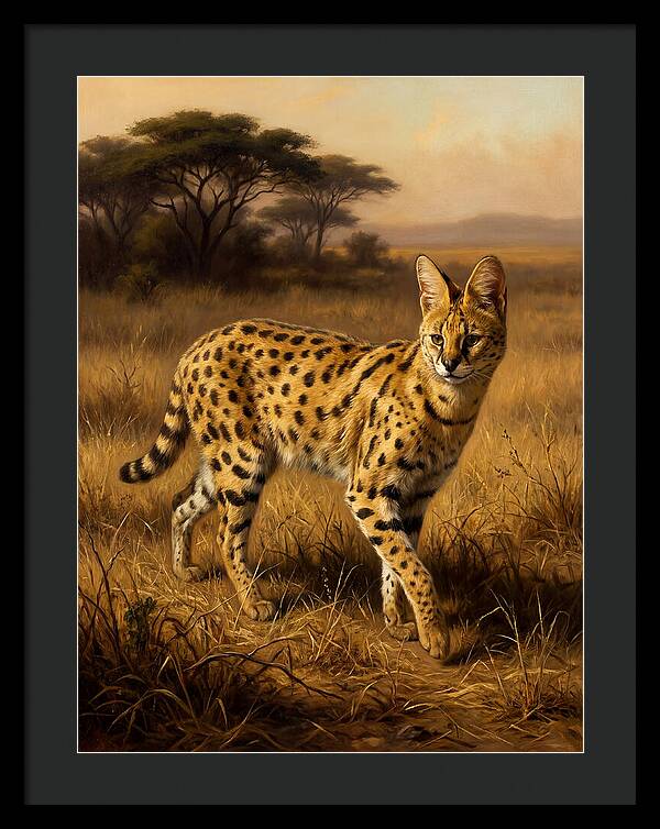 Serval In Golden Grasslands