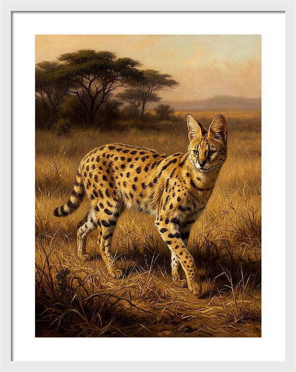 Serval In Golden Grasslands