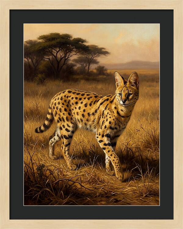 Serval In Golden Grasslands