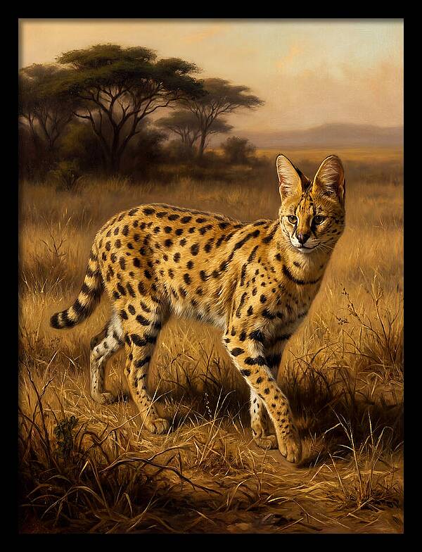 Serval In Golden Grasslands