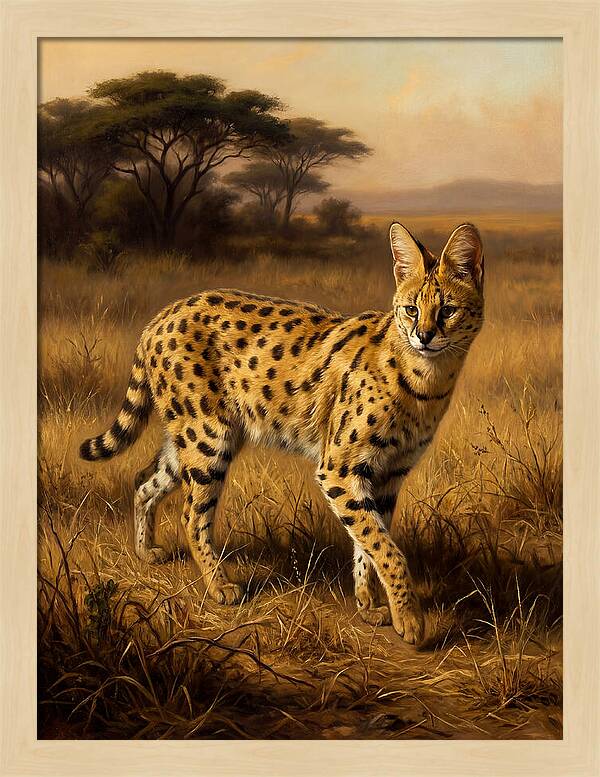 Serval In Golden Grasslands