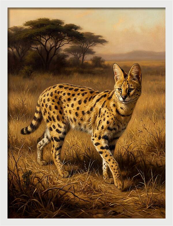 Serval In Golden Grasslands
