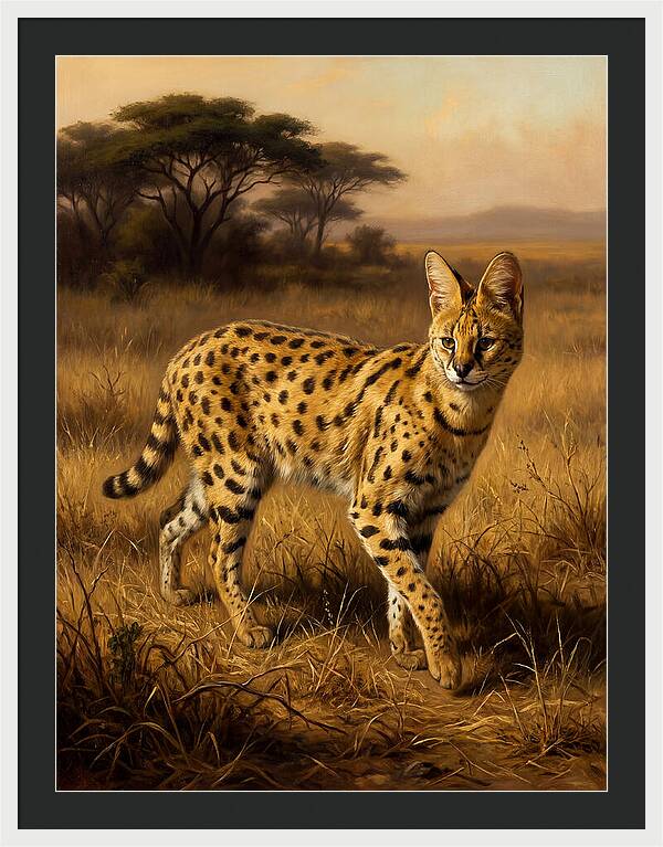 Serval In Golden Grasslands