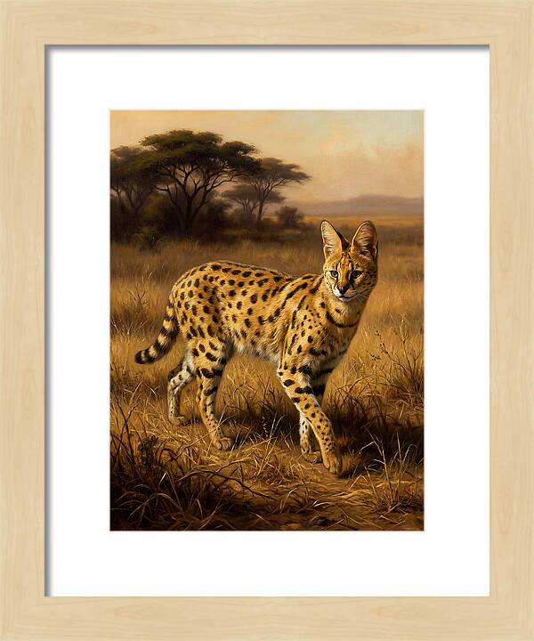 Serval In Golden Grasslands