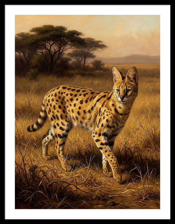 Serval In Golden Grasslands