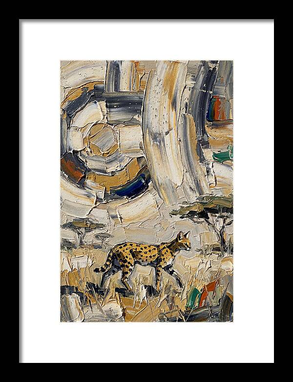 Serval Walking Through Abstract Landscape