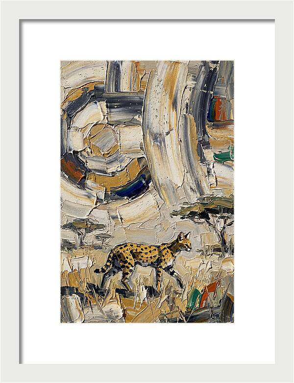 Serval Walking Through Abstract Landscape