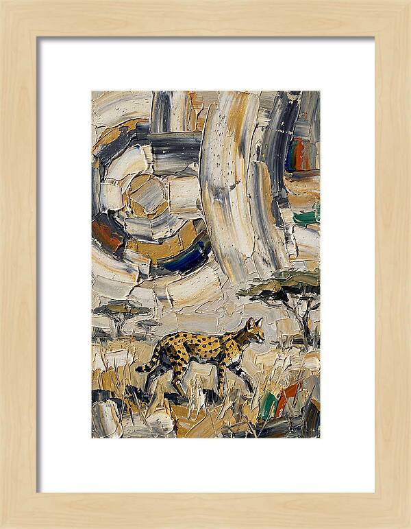 Serval Walking Through Abstract Landscape