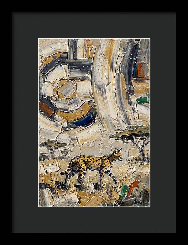 Serval Walking Through Abstract Landscape