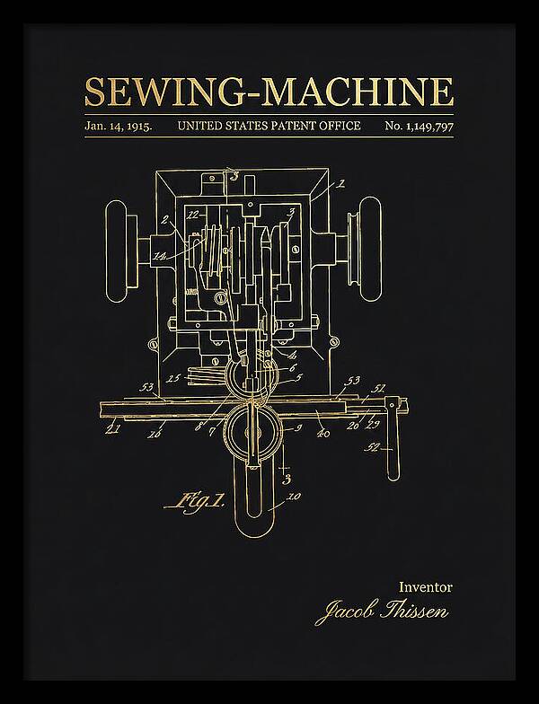 Sewing Machine Gold Patent Us1149797