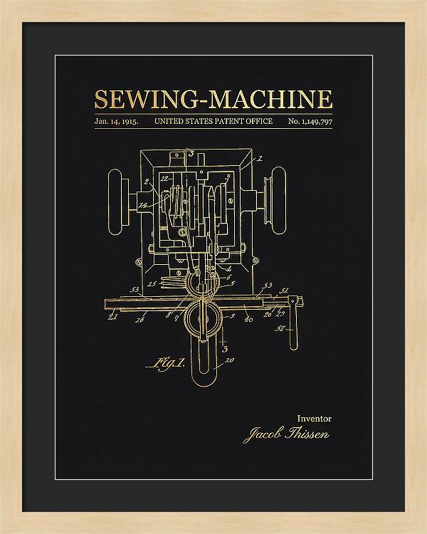Sewing Machine Gold Patent Us1149797