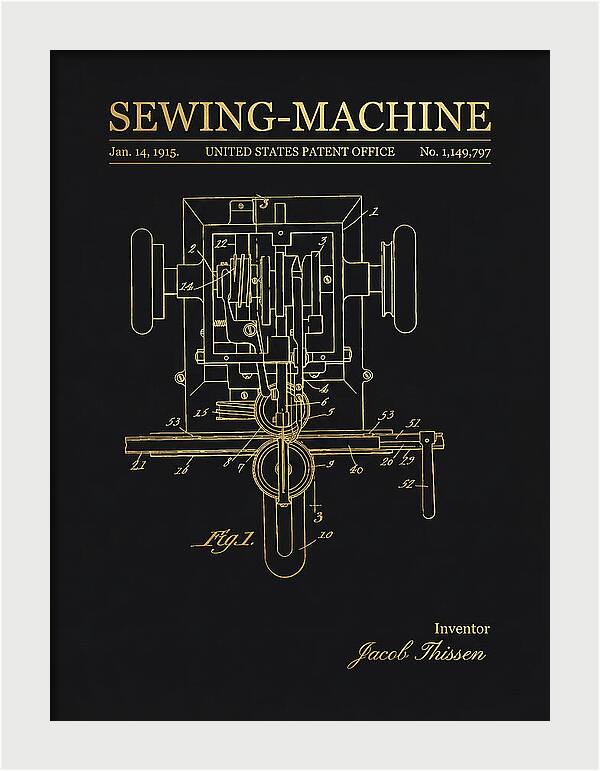Sewing Machine Gold Patent Us1149797