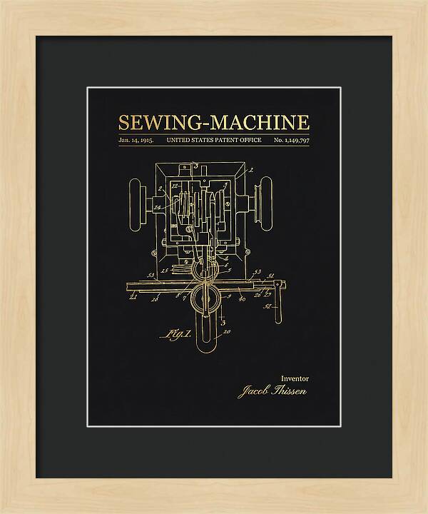 Sewing Machine Gold Patent Us1149797