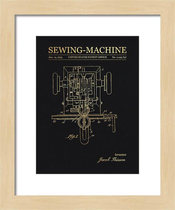 Sewing Machine Gold Patent Us1149797