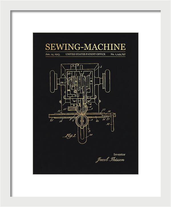 Sewing Machine Gold Patent Us1149797
