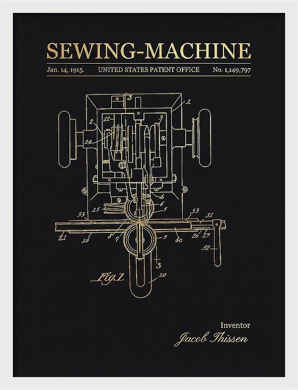 Sewing Machine Gold Patent Us1149797