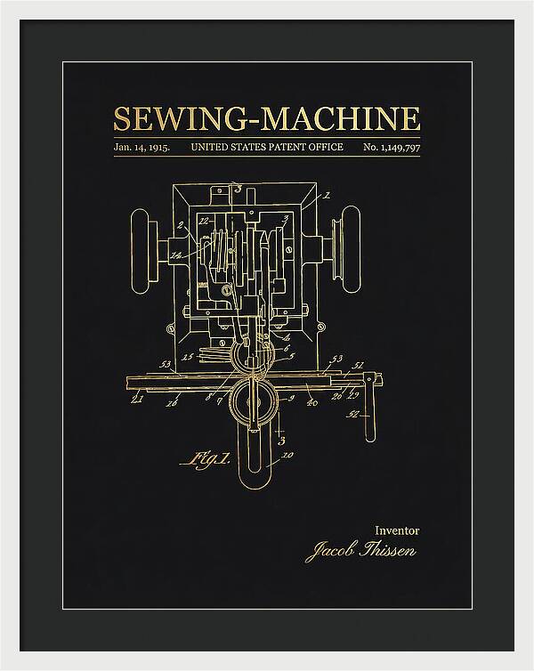 Sewing Machine Gold Patent Us1149797