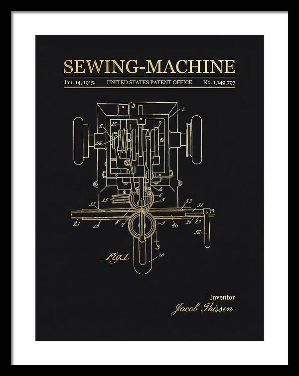 Sewing Machine Gold Patent Us1149797
