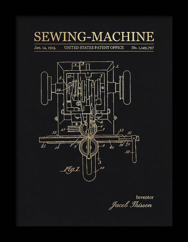 Sewing Machine Gold Patent Us1149797