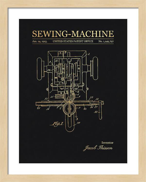 Sewing Machine Gold Patent Us1149797