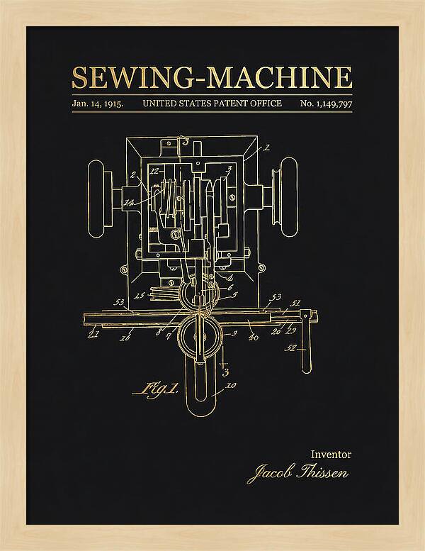 Sewing Machine Gold Patent Us1149797