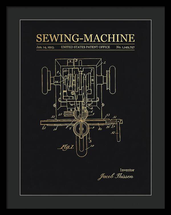 Sewing Machine Gold Patent Us1149797