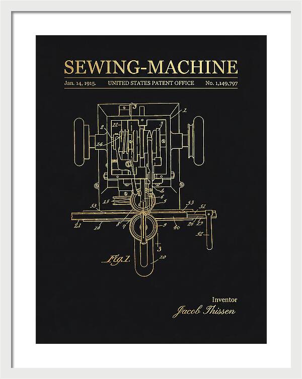 Sewing Machine Gold Patent Us1149797