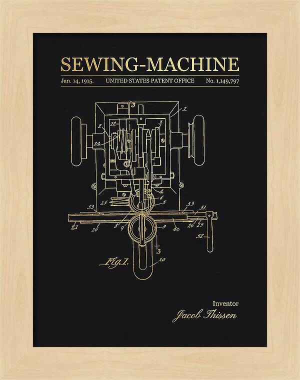 Sewing Machine Gold Patent Us1149797