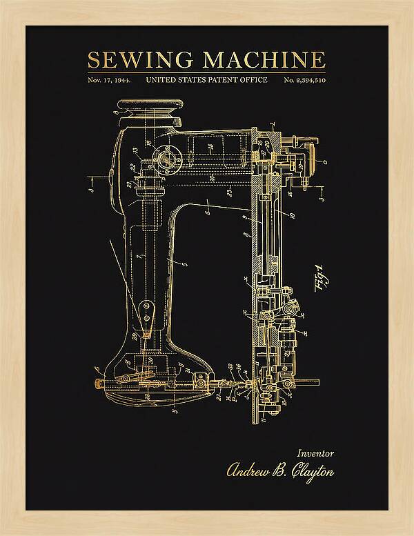 Sewing Machine Gold Patent Us2394510a