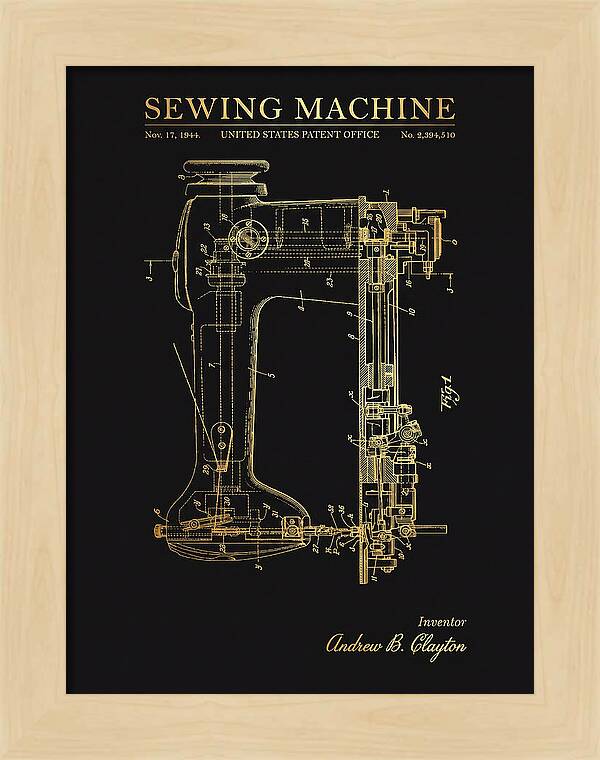 Sewing Machine Gold Patent Us2394510a