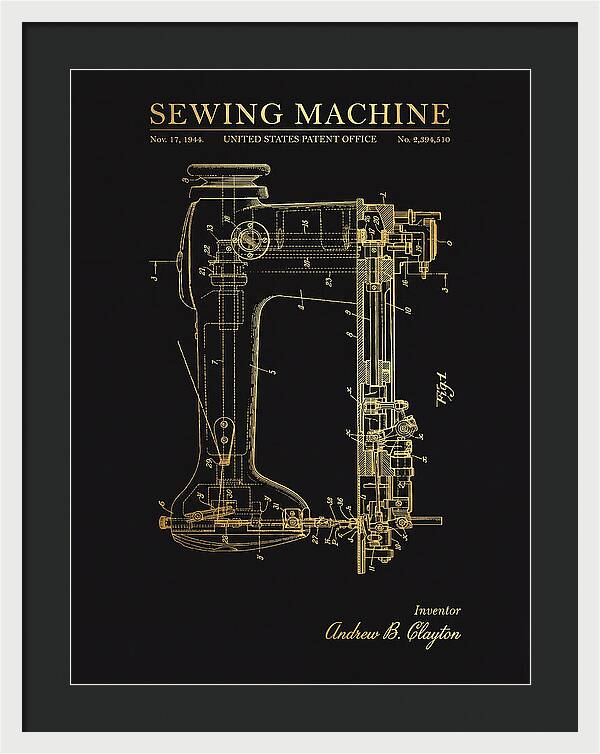 Sewing Machine Gold Patent Us2394510a