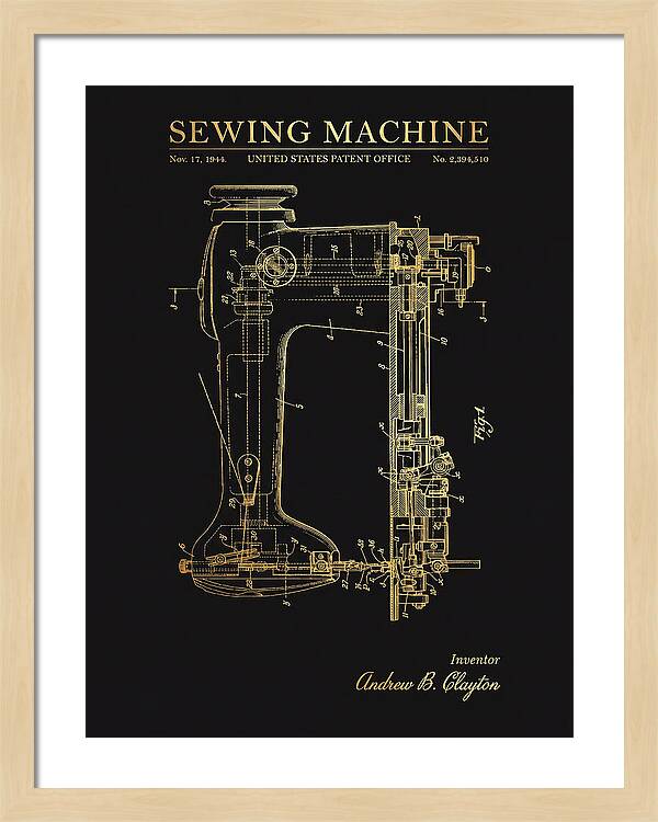 Sewing Machine Gold Patent Us2394510a