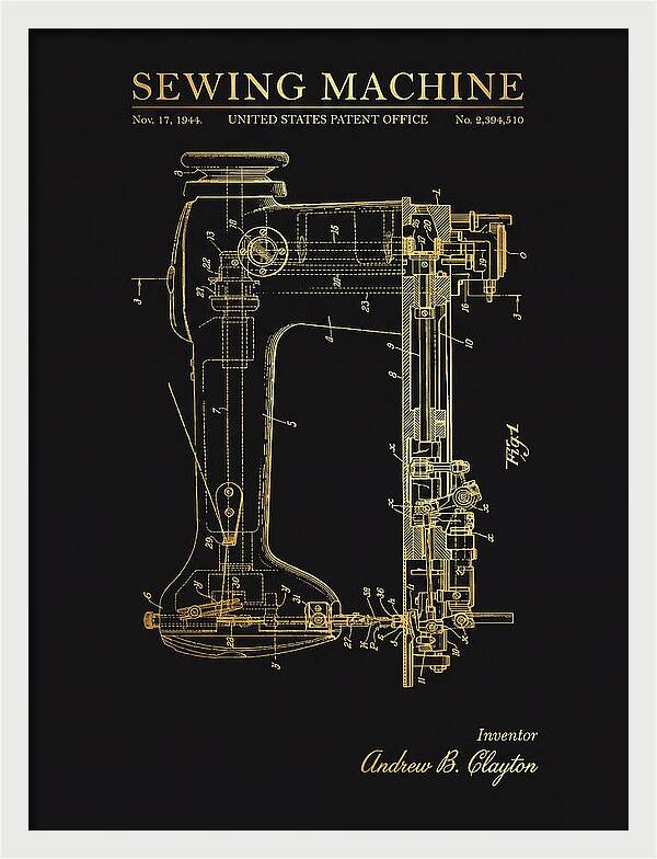 Sewing Machine Gold Patent Us2394510a