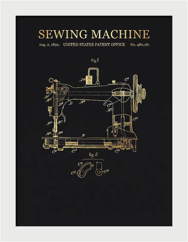 Sewing Machine Gold Patent Us480181a
