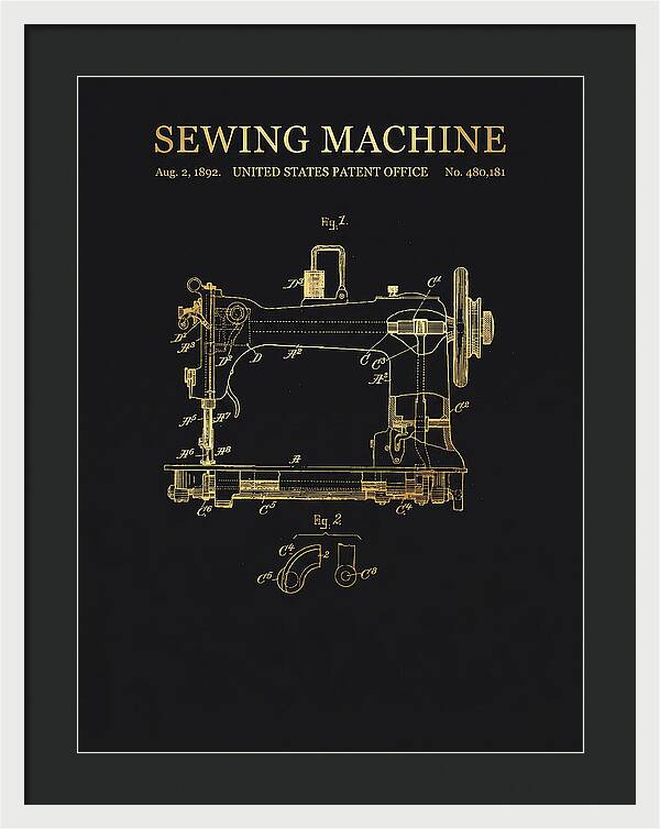 Sewing Machine Gold Patent Us480181a