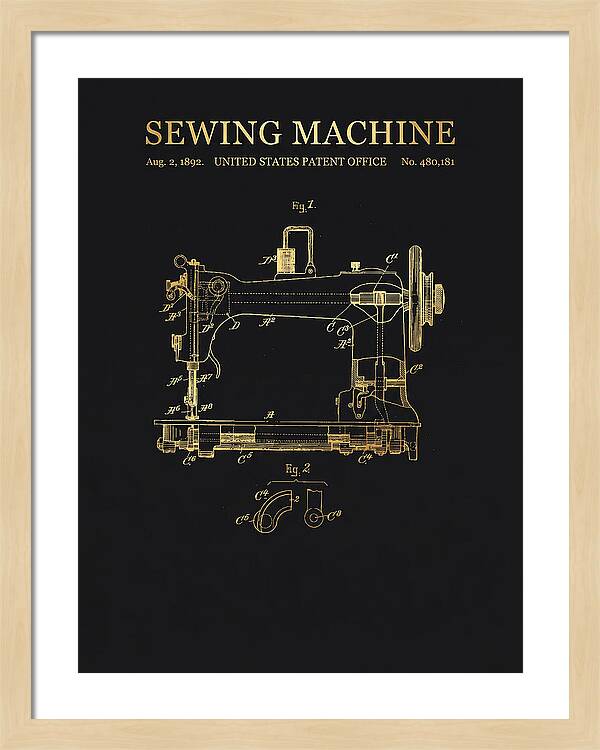 Sewing Machine Gold Patent Us480181a