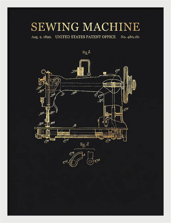 Sewing Machine Gold Patent Us480181a