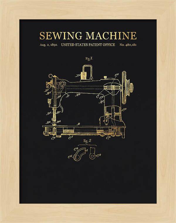 Sewing Machine Gold Patent Us480181a