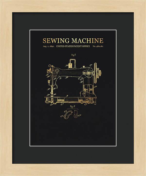 Sewing Machine Gold Patent Us480181a