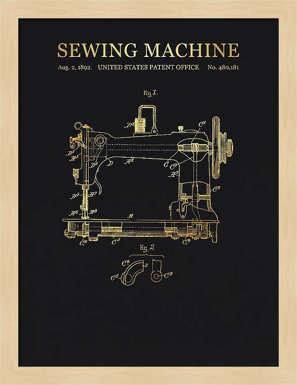 Sewing Machine Gold Patent Us480181a